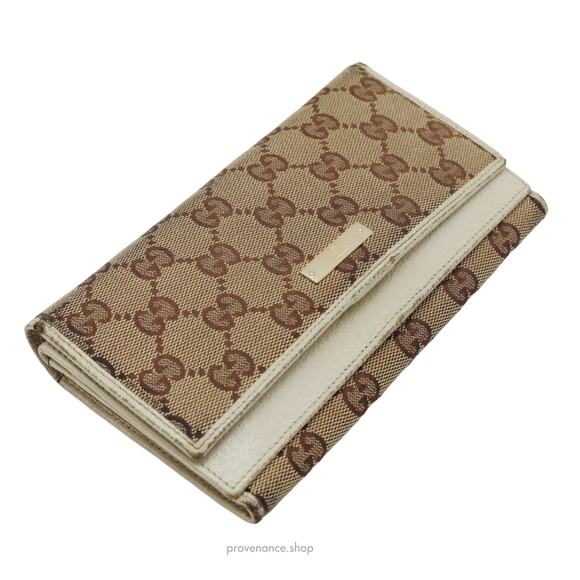 🔴 Gucci GG Canvas Long Wallet - White - Picture 3 of 10